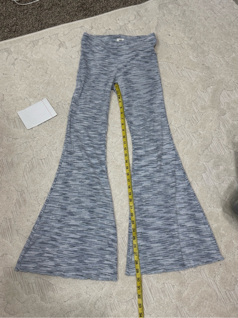 Aerie blue striped knit flare pants, small